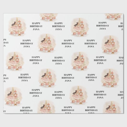 Nutcracker Ballerina Birthday Geschenkpapier (Flach)