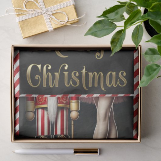 Nutcracker & Ballerina Black Gold Frohe Weihnachte Seidenpapier (Geschenk)