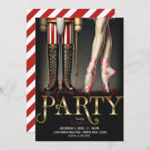 Nutcracker & Ballerina Black Gold Holiday Party Einladung (Vorne/Hinten)