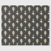 Nutcracker Ballerina Black Vintage Geschenkpapier (Flach)