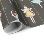 Nutcracker Ballerina Black Vintage Geschenkpapier (Rolleneckpunkt)