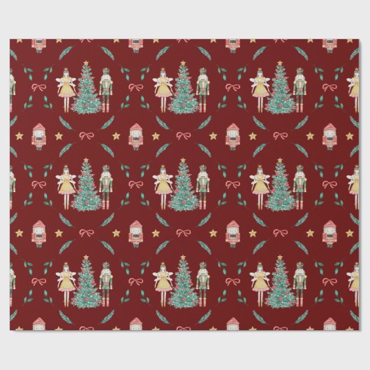 Nutcracker Ballerina Christmas Geschenkpapier (Flach)
