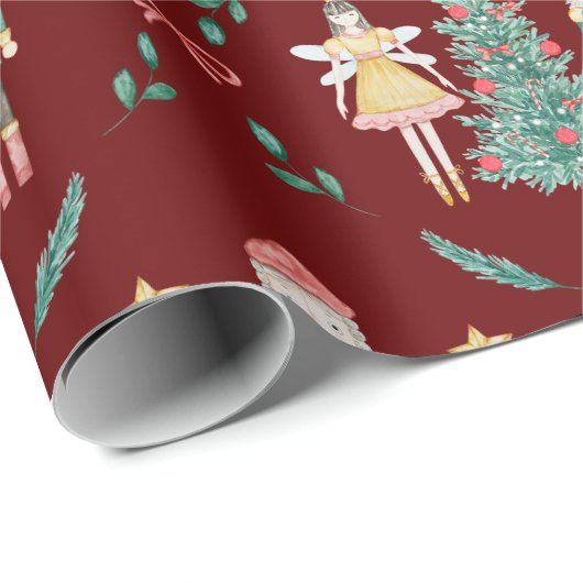 Nutcracker Ballerina Christmas Geschenkpapier (Rolleneckpunkt)