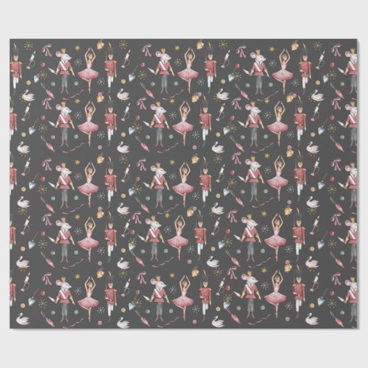 Nutcracker Ballerina Christmas Geschenkpapier (Flach)