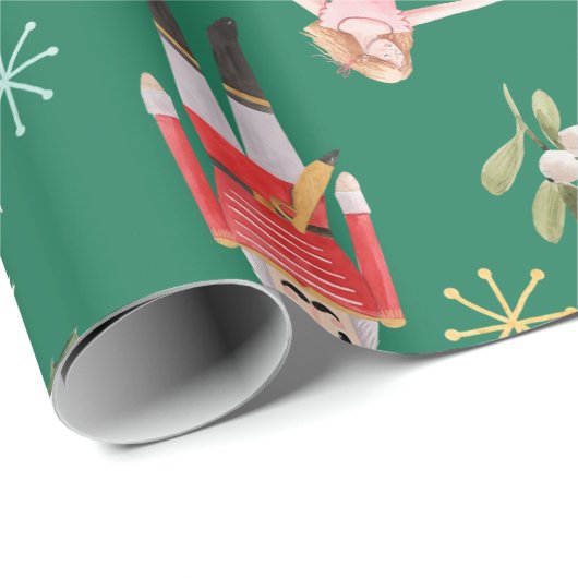 Nutcracker Ballerina Christmas Geschenkpapier (Rolleneckpunkt)