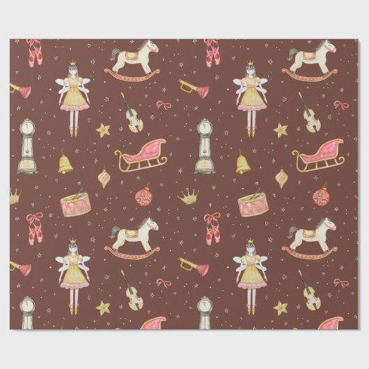 Nutcracker Ballerina Christmas Geschenkpapier (Flach)