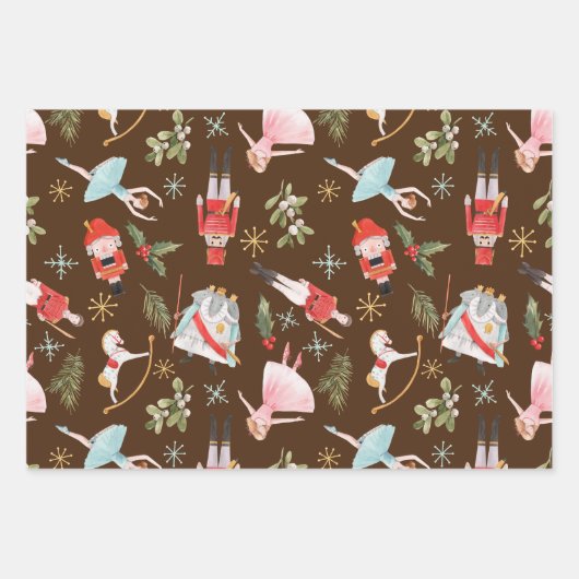 Nutcracker Ballerina Christmas Geschenkpapier Set (Vorderseite 3)