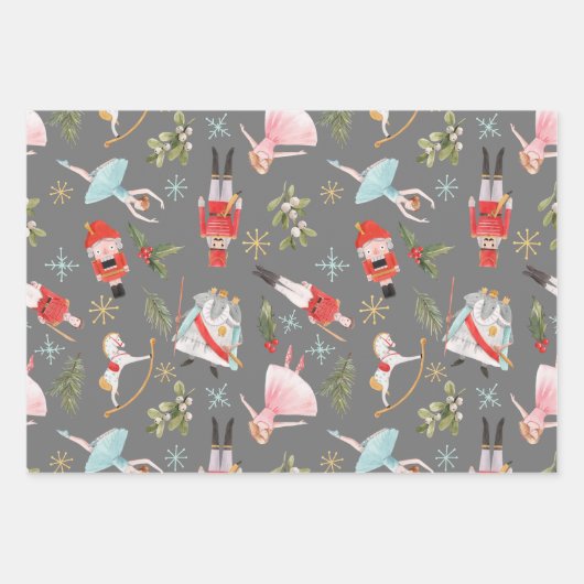 Nutcracker Ballerina Christmas Geschenkpapier Set (Vorderseite 2)