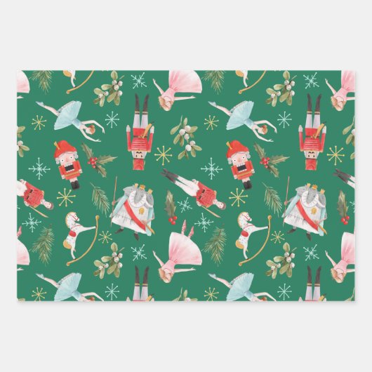 Nutcracker Ballerina Christmas Geschenkpapier Set (Vorderseite)