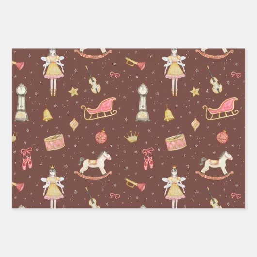 Nutcracker Ballerina Christmas Geschenkpapier Set (Vorderseite 2)