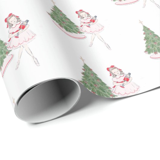Nutcracker Ballerina Giftwrap Geschenkpapier (Rolleneckpunkt)