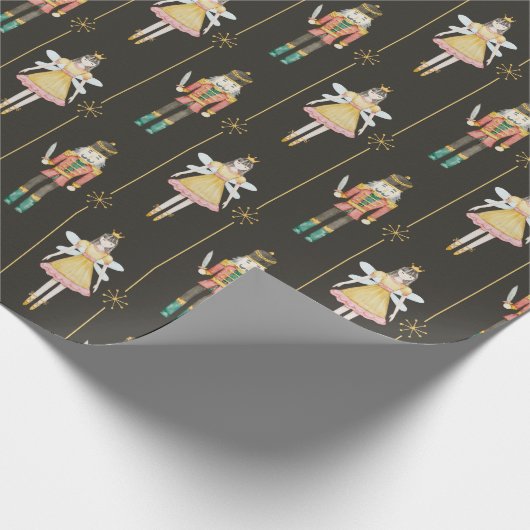 Nutcracker Ballerina Gold Weihnachten Geschenkpapier (Ecke)