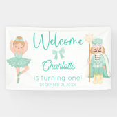 Nutcracker Ballerina Mint Birthday Welcome Banner (Horizontal)