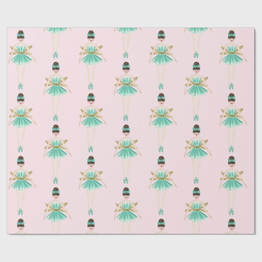 Nutcracker Ballerina, Minze & Blush Geschenkpapier (Flach)