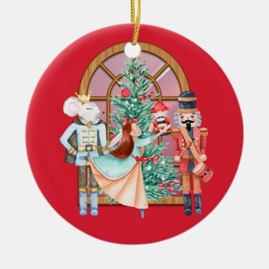 Nutcracker Ballerina Mouse King Red Personalisiert Keramik Ornament (Vorne)
