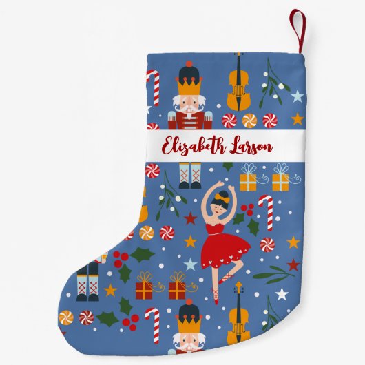 Nutcracker & Ballerina Niedlich Pink Frohe Weihnac Kleiner Weihnachtsstrumpf (Rückseite)