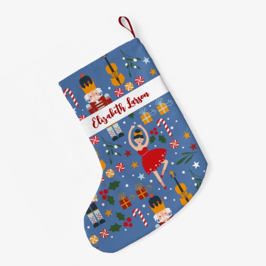 Nutcracker & Ballerina Niedlich Pink Frohe Weihnac Kleiner Weihnachtsstrumpf (Rückseite (Hängend))