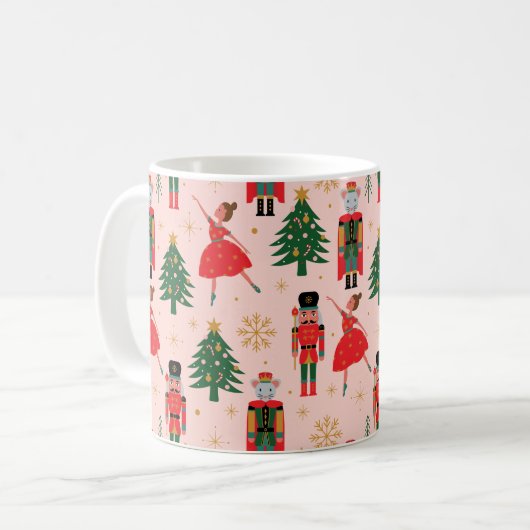 Nutcracker & Ballerina Niedlich Pink Weihnachten Kaffeetasse (Vorderseite Links)