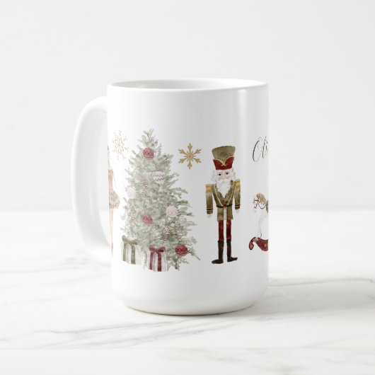 Nutcracker Ballerina Personalisierte Weihnachtsfei Kaffeetasse (Vorderseite Links)