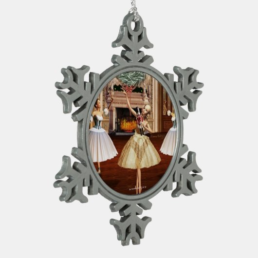 Nutcracker Ballerina Pewter Snowflake Ornament (Links)