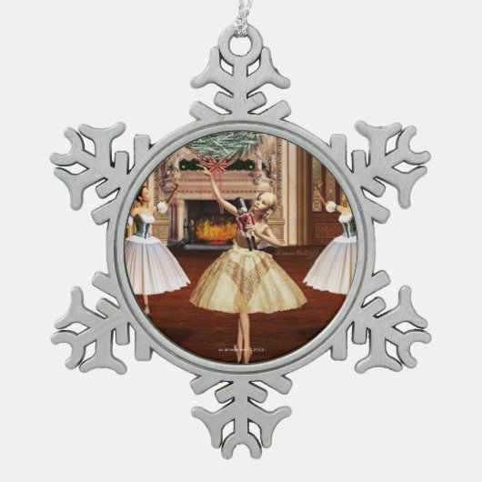 Nutcracker Ballerina Pewter Snowflake Ornament (Vorderseite)