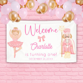 Nutcracker Ballerina Pink Birthday Welcome Banner