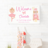 Nutcracker Ballerina Pink Birthday Welcome Banner (Insitu)