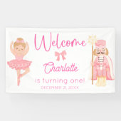 Nutcracker Ballerina Pink Birthday Welcome Banner (Horizontal)