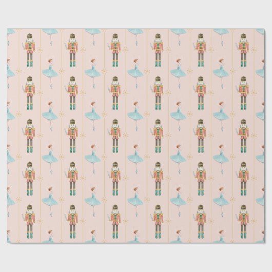 Nutcracker Ballerina Pink Weihnachten Geschenkpapier (Flach)