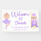 Nutcracker Ballerina Purple Birthday Welcome Banner (Horizontal)