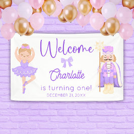 Nutcracker Ballerina Purple Birthday Welcome Banner