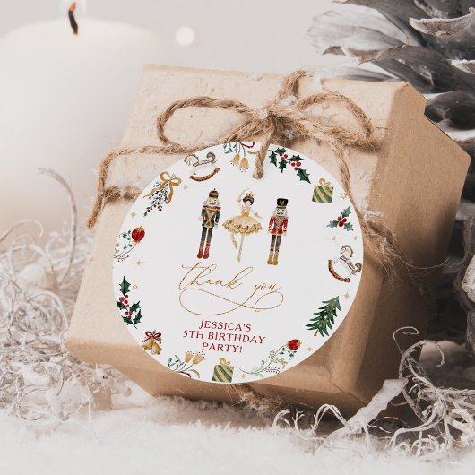 Nutcracker Ballerina Red Gold Kindergeburtstag Par Geschenkanhänger