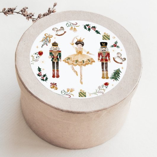 Nutcracker Ballerina Red Gold Kindergeburtstag Par Runder Aufkleber