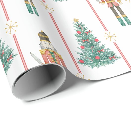 Nutcracker Ballerina Red Vintage Weihnachten Geschenkpapier (Rolleneckpunkt)