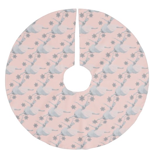 Nutcracker Ballerina Rose Gold Tree Rock Polyester Weihnachtsbaumdecke (Vorderseite)