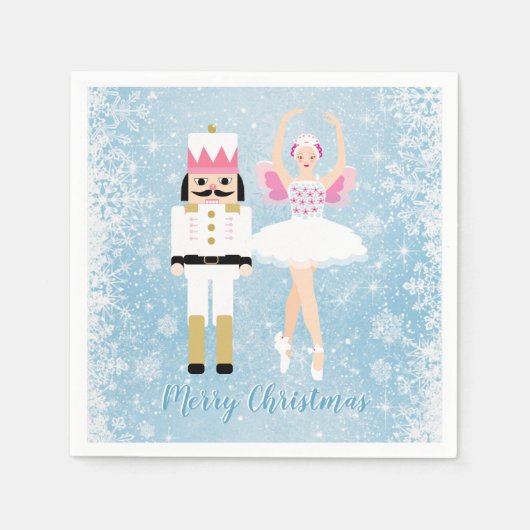 Nutcracker, Ballerina, Schneeflocken Weihnachten Serviette (Vorderseite)