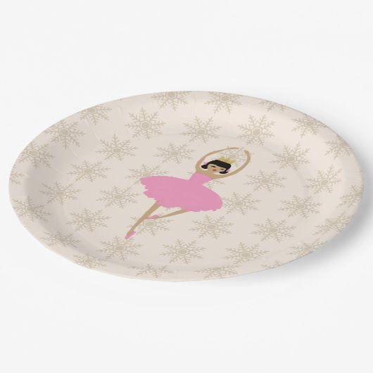 Nutcracker Ballerina Snowflake Pattern Pappteller (Schrägansicht)