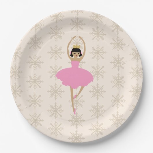 Nutcracker Ballerina Snowflake Pattern Pappteller (Vorderseite)