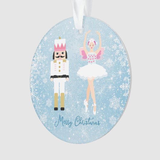Nutcracker Ballerina Snowflakes Acrylschmuck Ornament (Vorderseite)