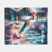 Nutcracker Ballerina Watercolor Weihnachtsballett Fleecedecke (Vorderseite (Horizontal))