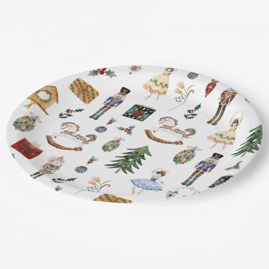 Nutcracker Ballerina Weihnachtsfeier Pappteller (Schrägansicht)