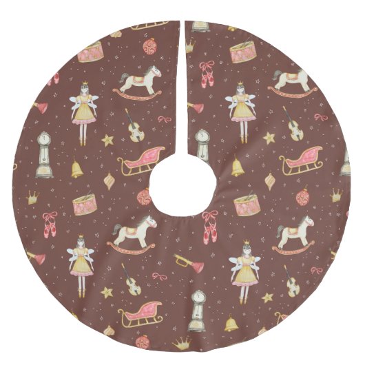 Nutcracker Ballerina Weihnachtsgeschenke Polyester Weihnachtsbaumdecke (Vorderseite)