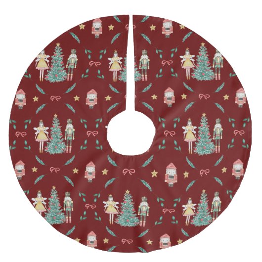 Nutcracker Ballerina Weihnachtsgeschenke Polyester Weihnachtsbaumdecke (Vorderseite)