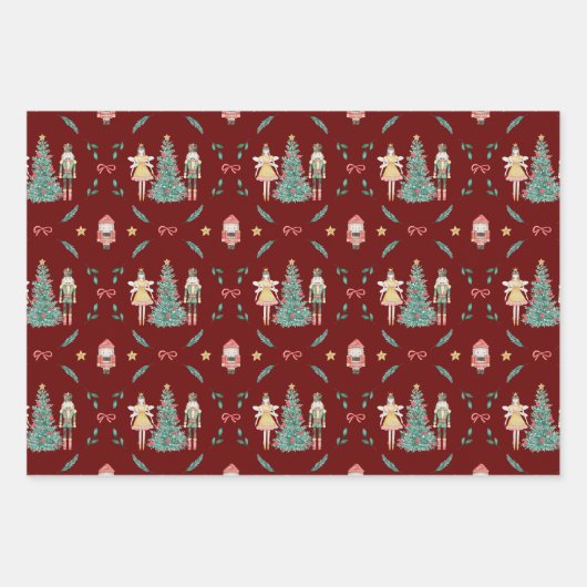 Nutcracker Ballerina Weihnachtswrapping Paper Sie Geschenkpapier Set (Vorderseite 2)