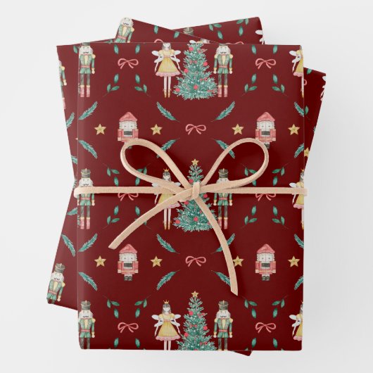 Nutcracker Ballerina Weihnachtswrapping Paper Sie Geschenkpapier Set (Beispiel)