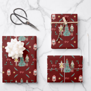 Nutcracker Ballerina Weihnachtswrapping Paper Sie Geschenkpapier Set