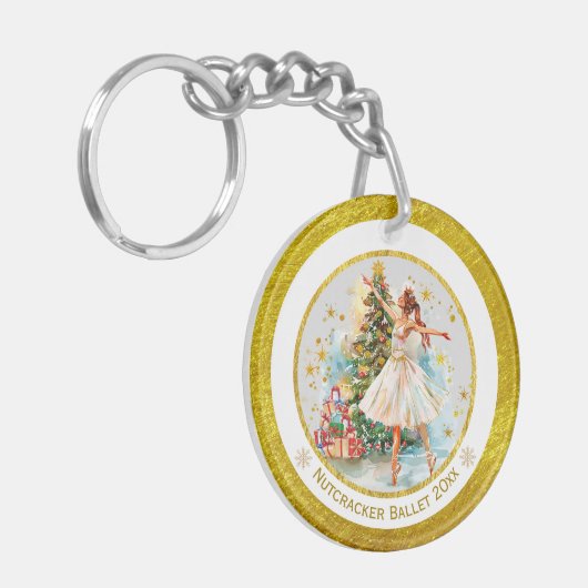 Nutcracker Ballet Ballerina - Christmas Keepsake Schlüsselanhänger (Vorderseite links)
