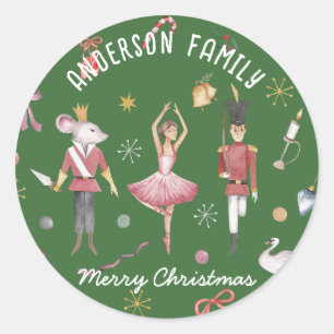 Nutcracker Ballet Ballerina Familie Weihnachtsgesc Runder Aufkleber