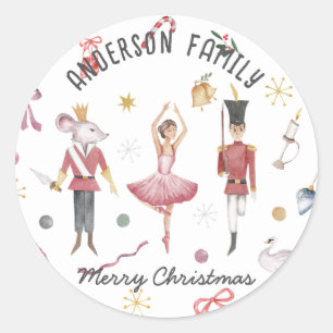 Nutcracker Ballet Ballerina Familie Weihnachtsgesc Runder Aufkleber