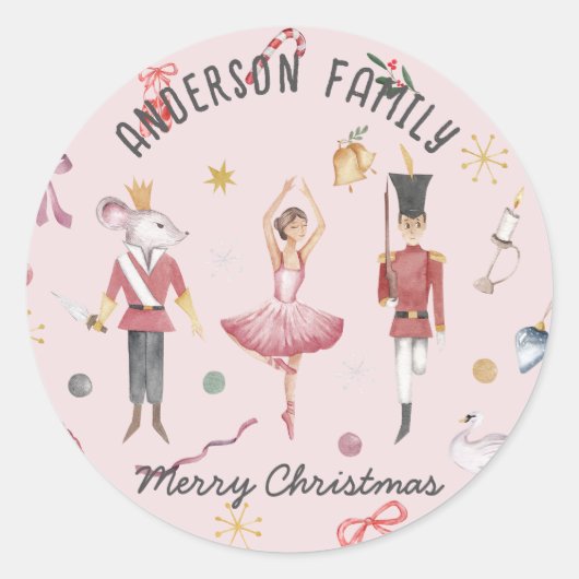 Nutcracker Ballet Ballerina Familie Weihnachtsgesc Runder Aufkleber (Vorderseite)